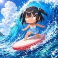 サーフィンしているこなつちゃん 4枚目
