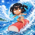 サーフィンしているこなつちゃん 2枚目