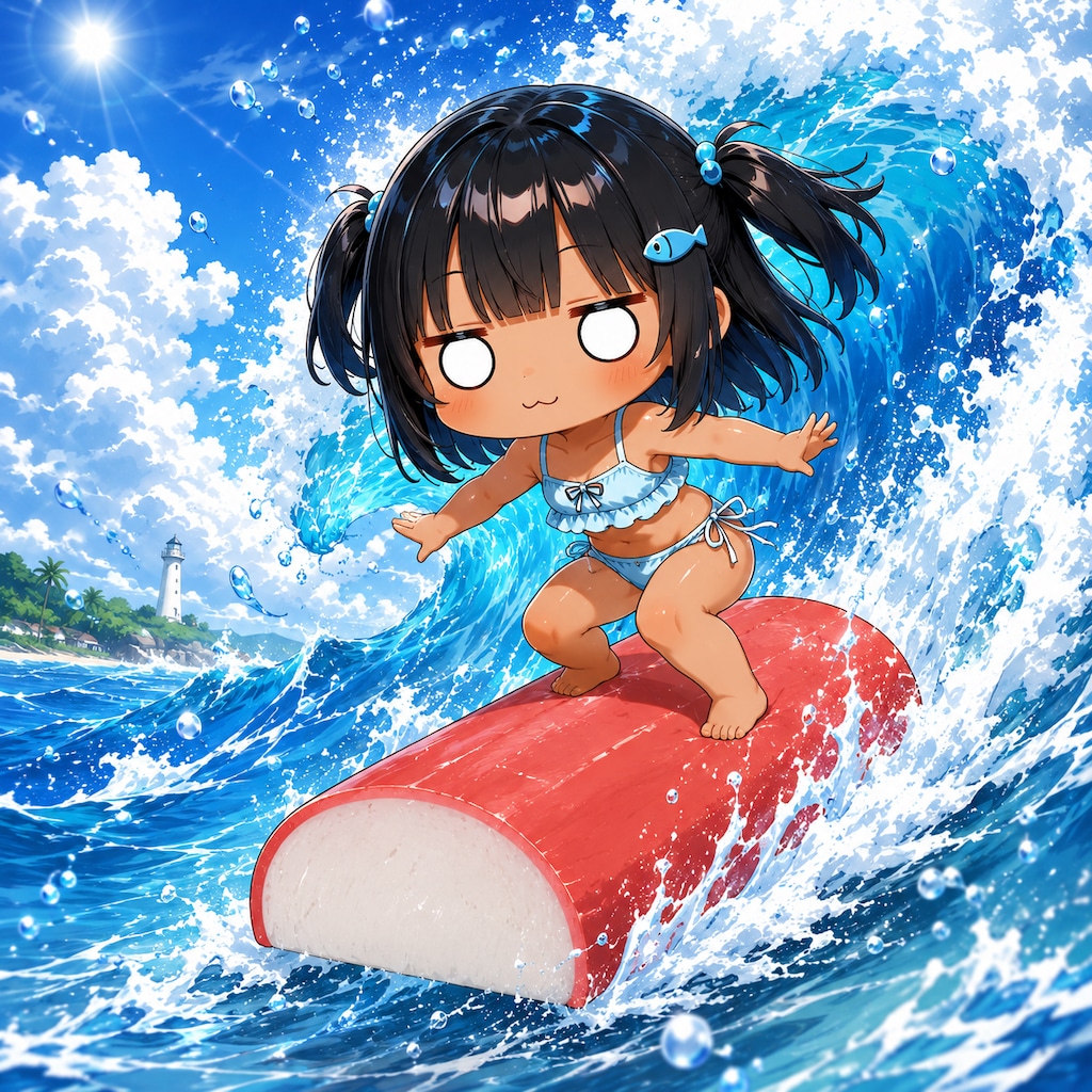 サーフィンしているこなつちゃん