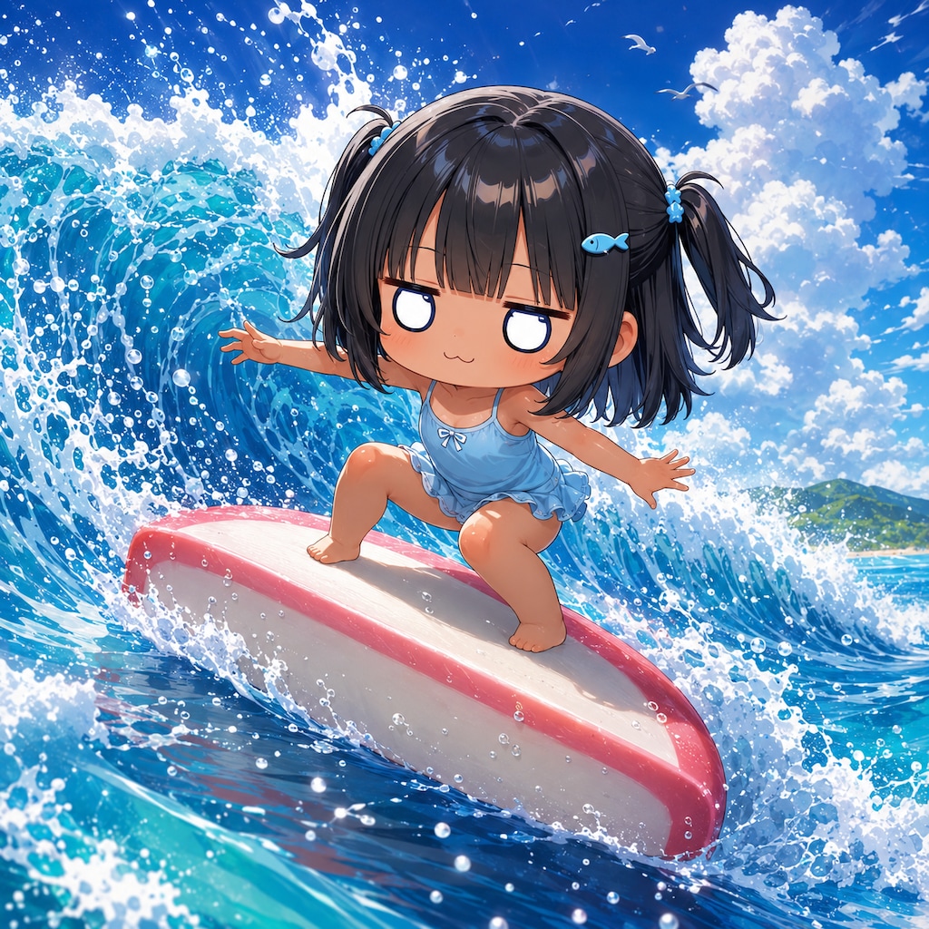 サーフィンしているこなつちゃん