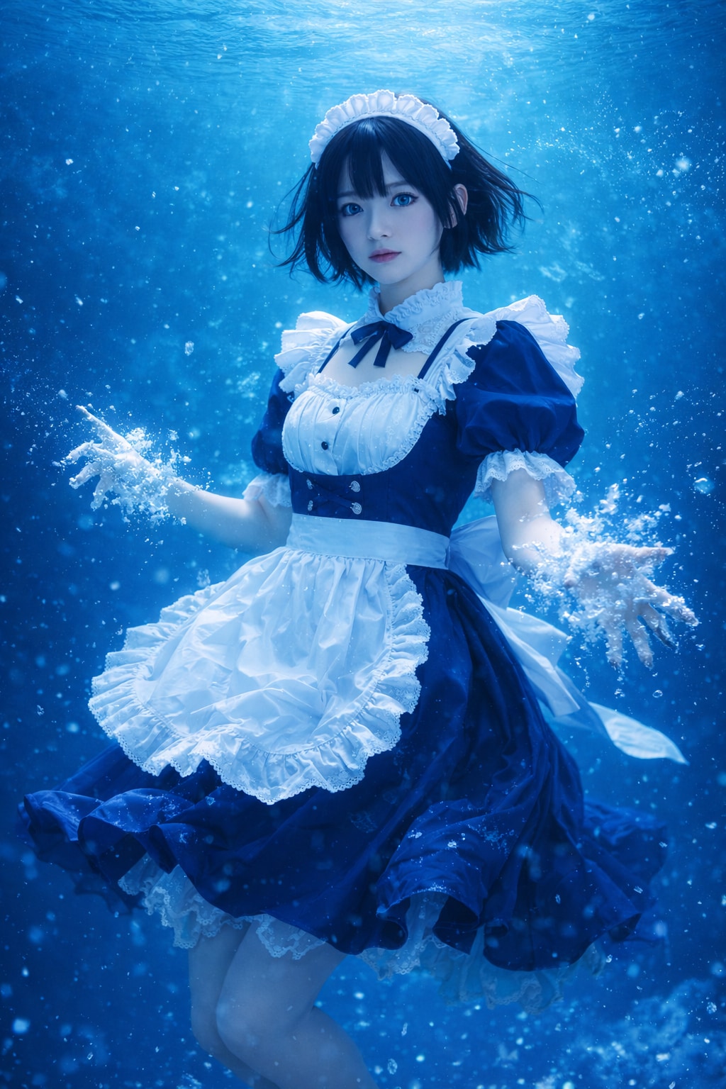 青いメイド3号(雫) | の人気AIイラスト・グラビア