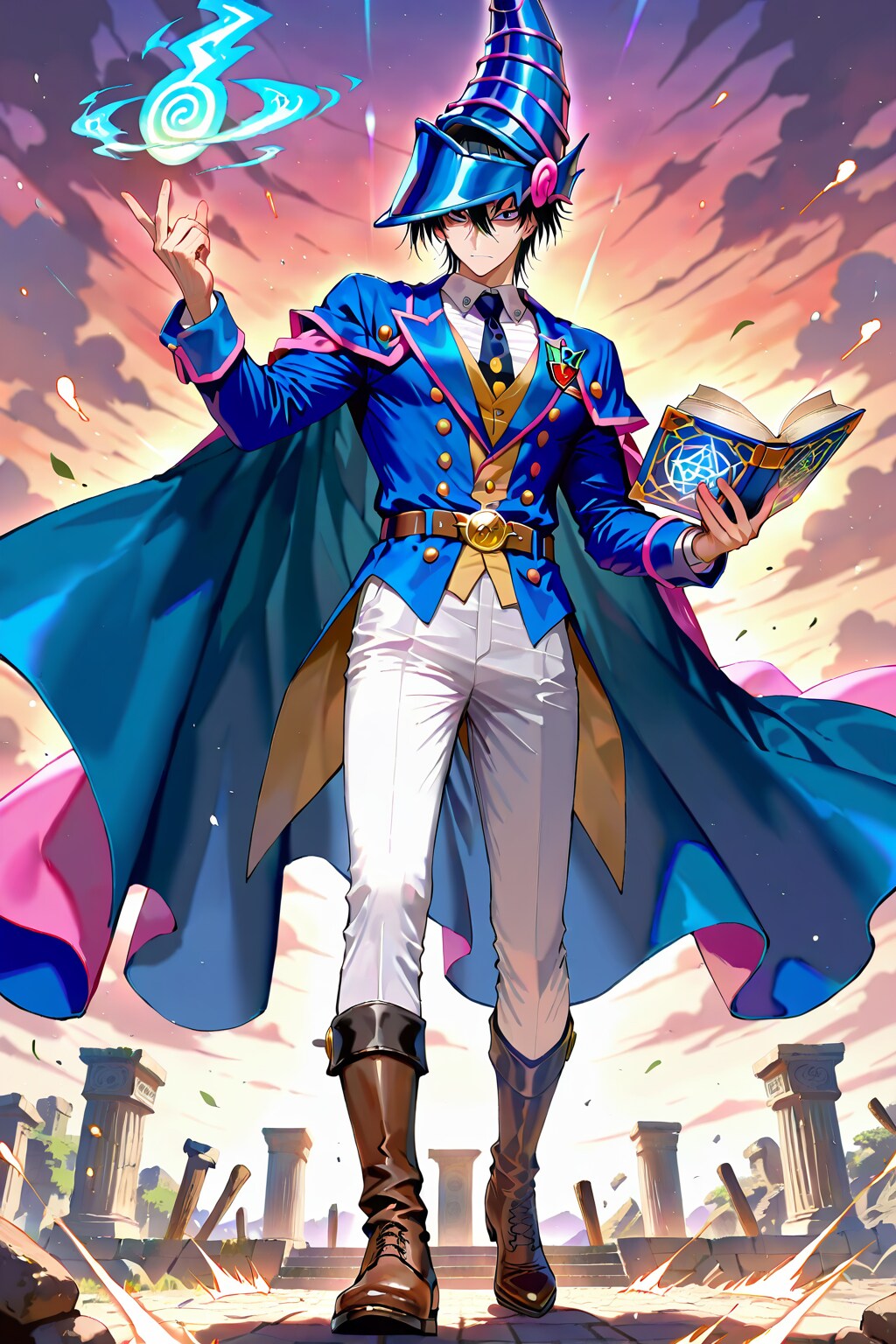 幻想的な古代遺跡地下、大柄な男性魔術師1-1-1-1-1-1-2-1