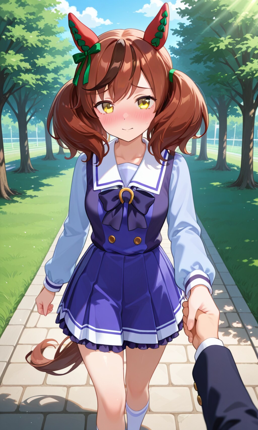 手を繋いで散歩するネイチャさん