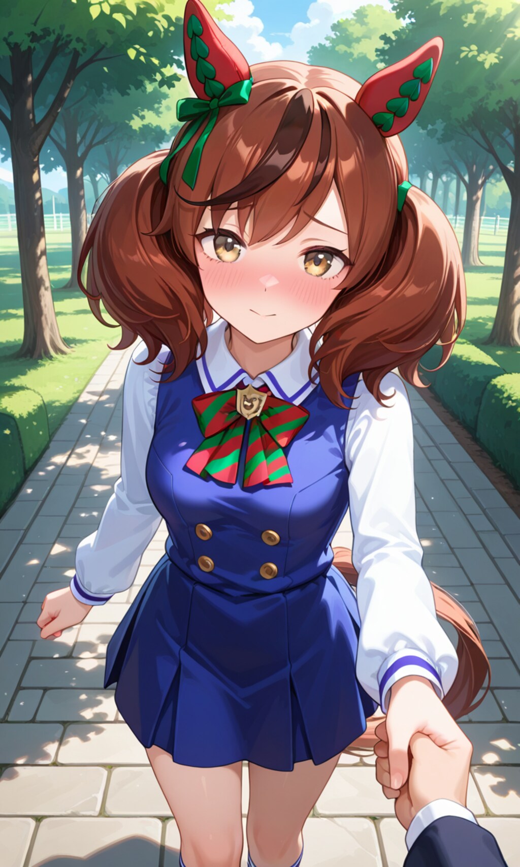 手を繋いで散歩するネイチャさん