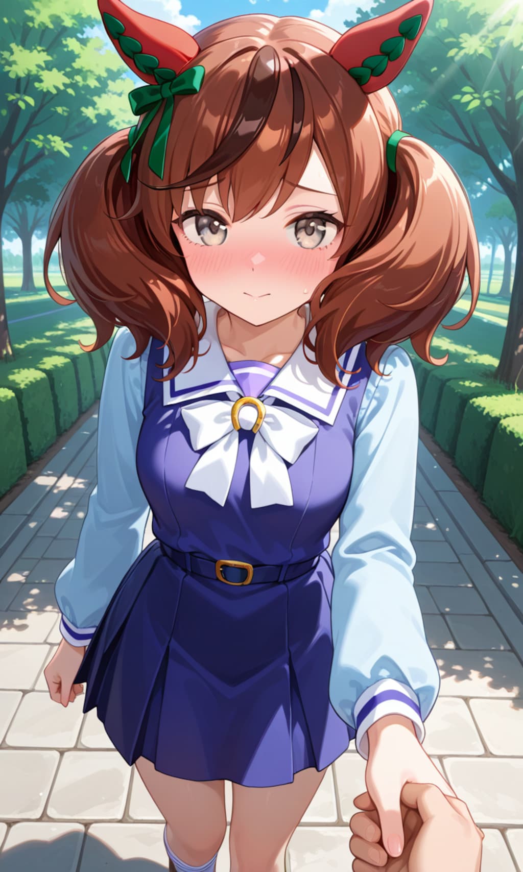 手を繋いで散歩するネイチャさん