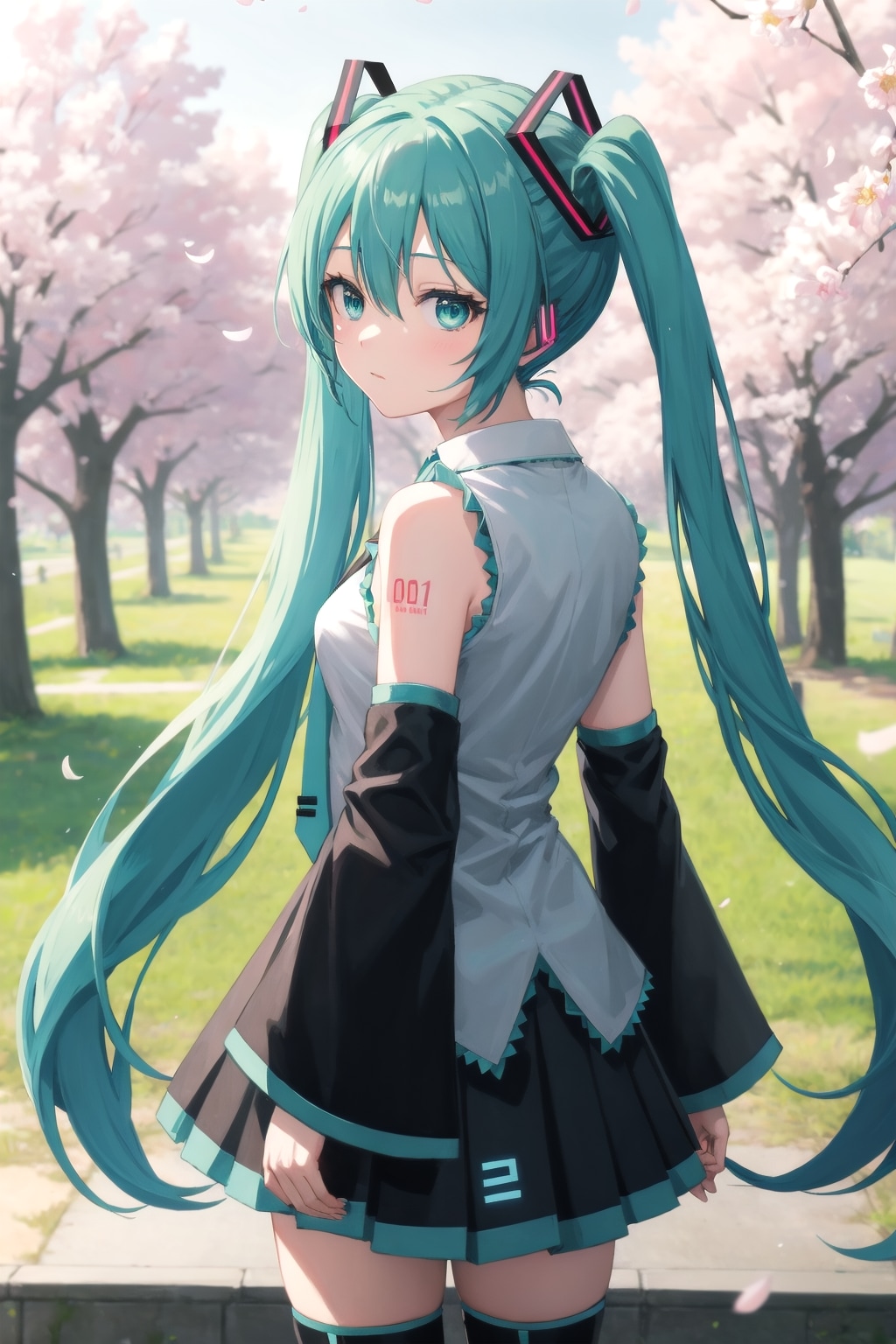 振り返るミクさん