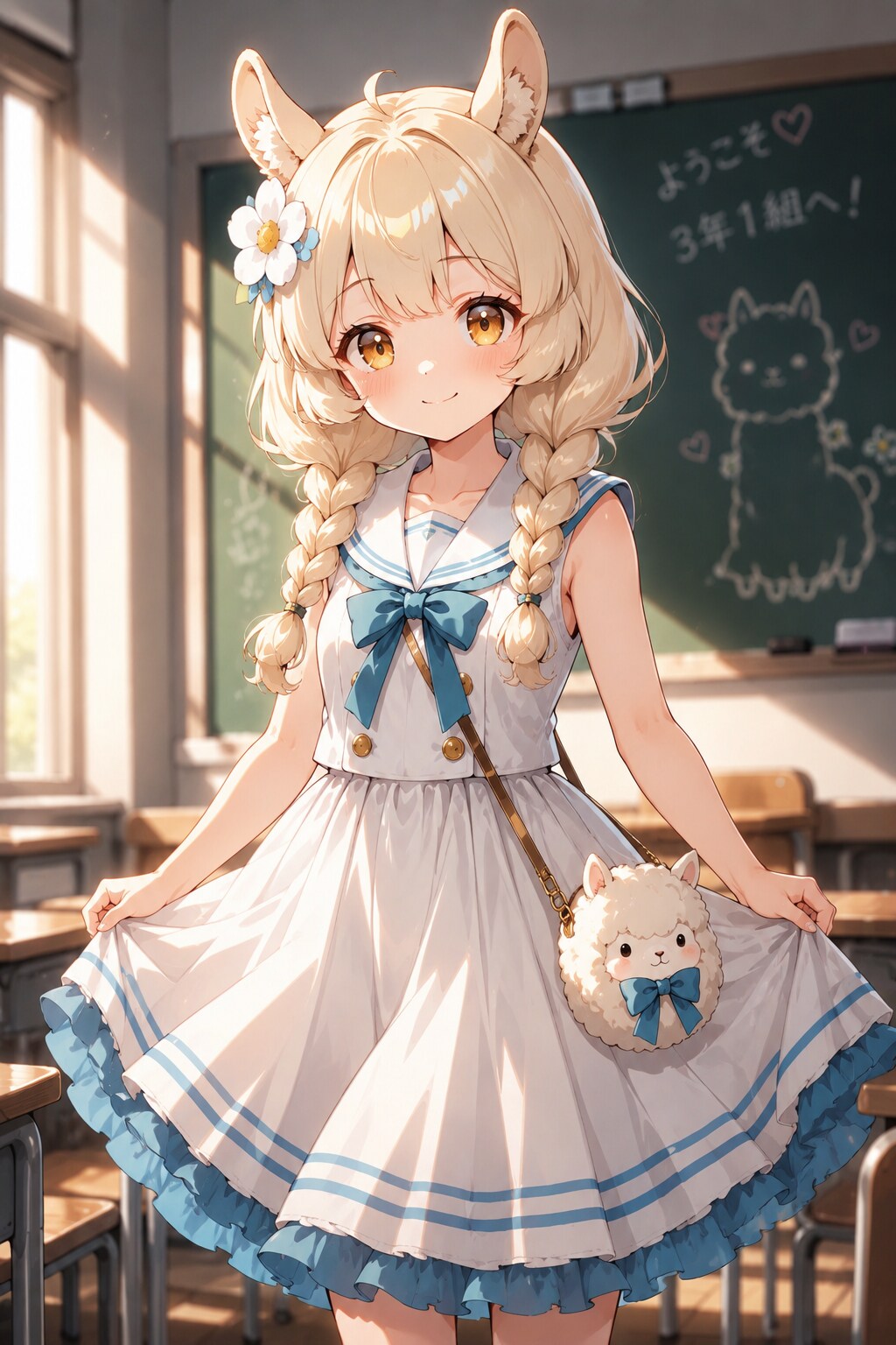ノースリーブ学園に転校したアルパカちゃん
