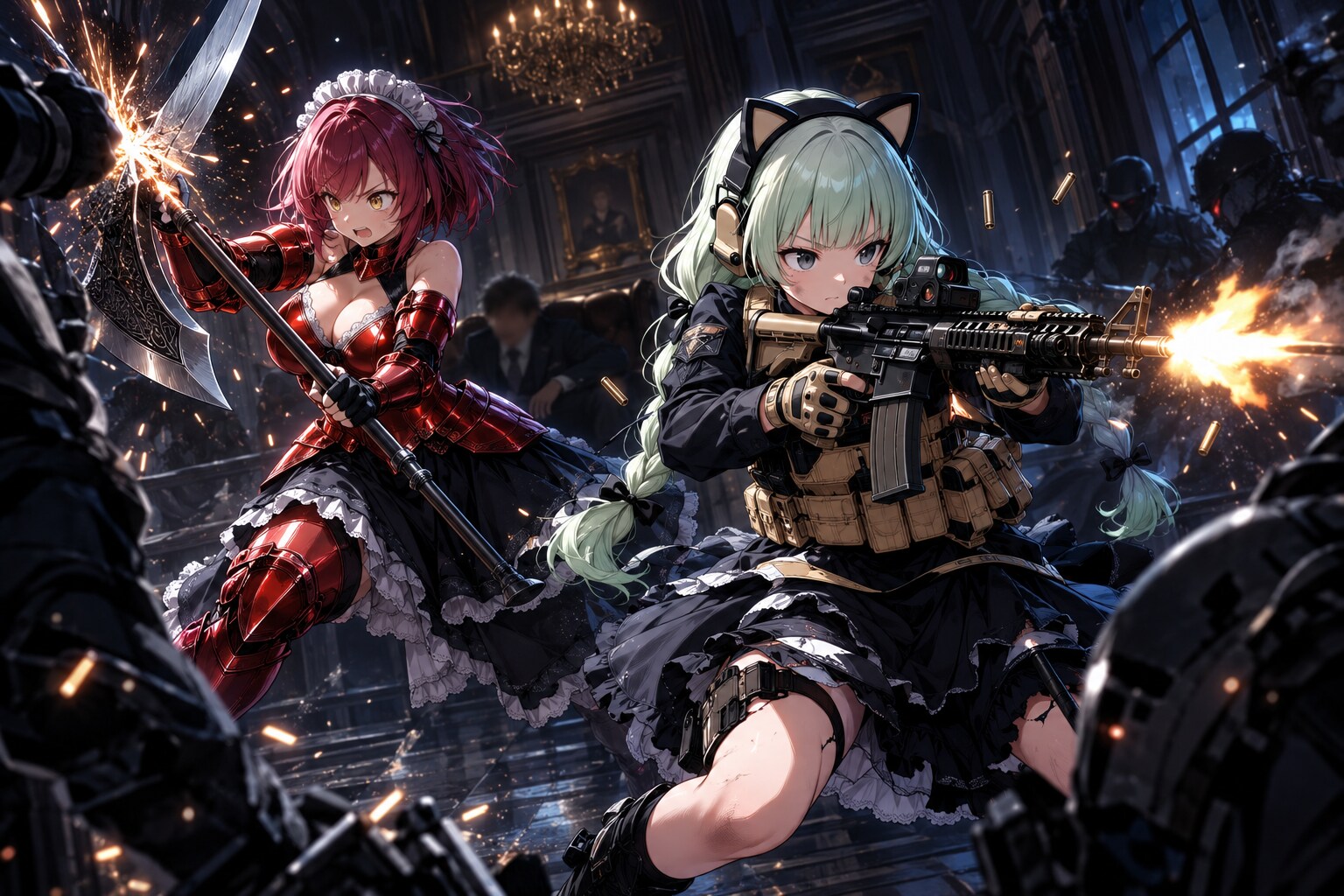 戦うメイドさん（芽衣ちゃんとミリィちゃん） | の人気AIイラスト・グラビア