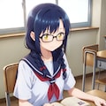 本を読んでるメガネの子 2枚目
