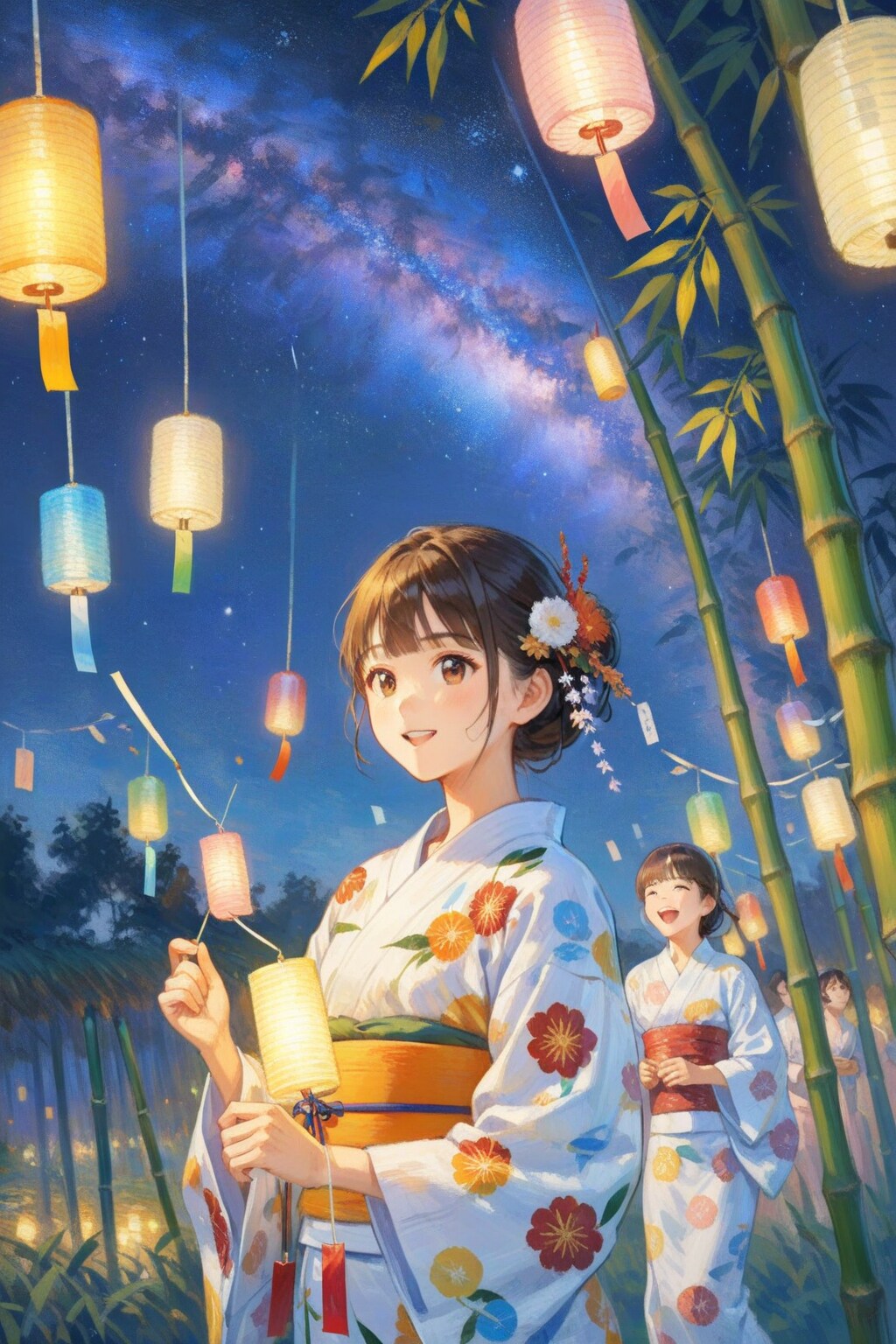 七夕のお祭りと浴衣 | の人気AIイラスト・グラビア