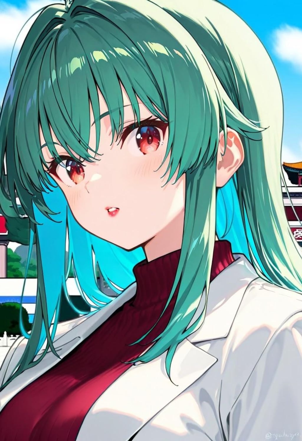 緑髪娘（背景挿入）