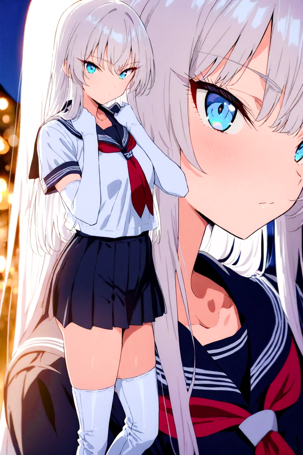 セーラー服の銀髪ギャルちゃん