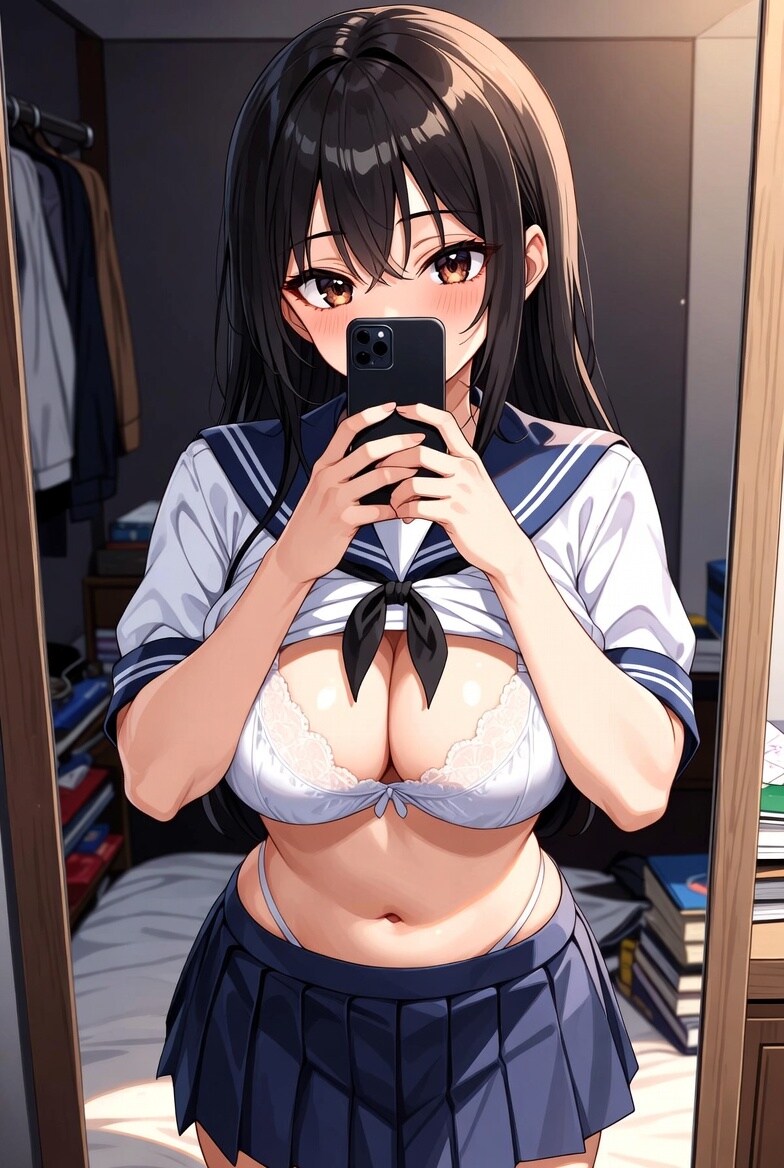 鏡で自撮り・ブラ