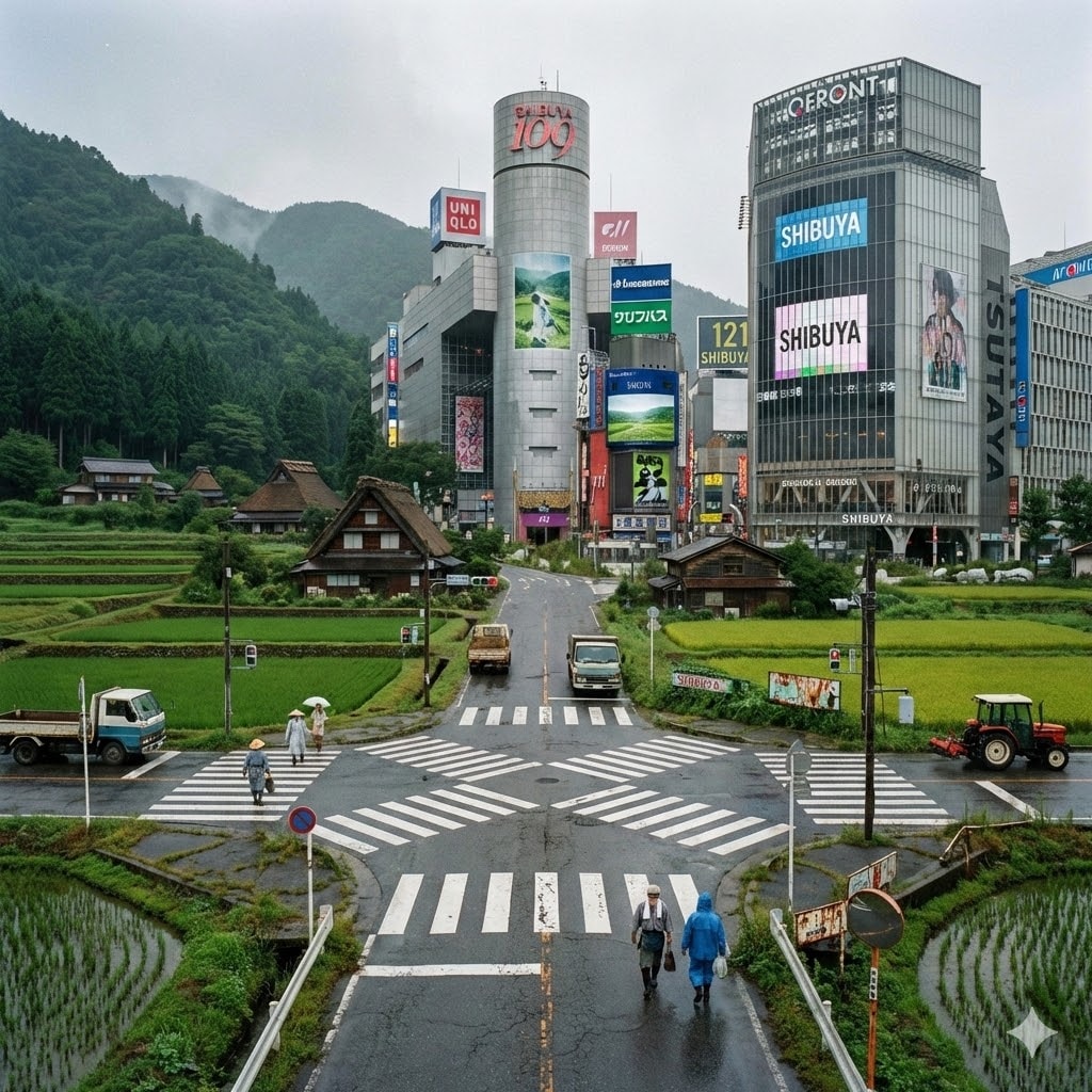 田舎の渋谷SCRAMBLE交差点