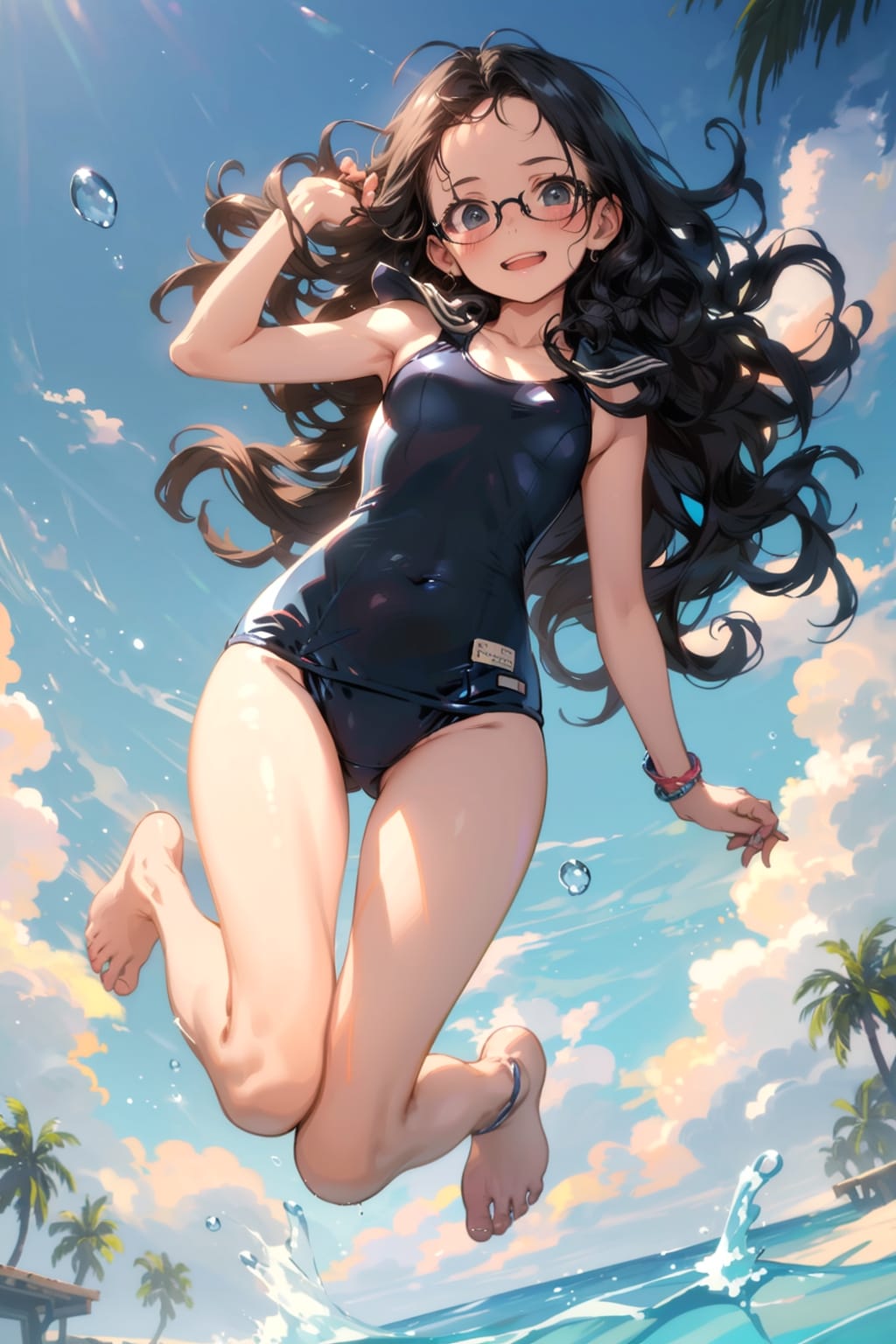 スク水の眼鏡っ娘