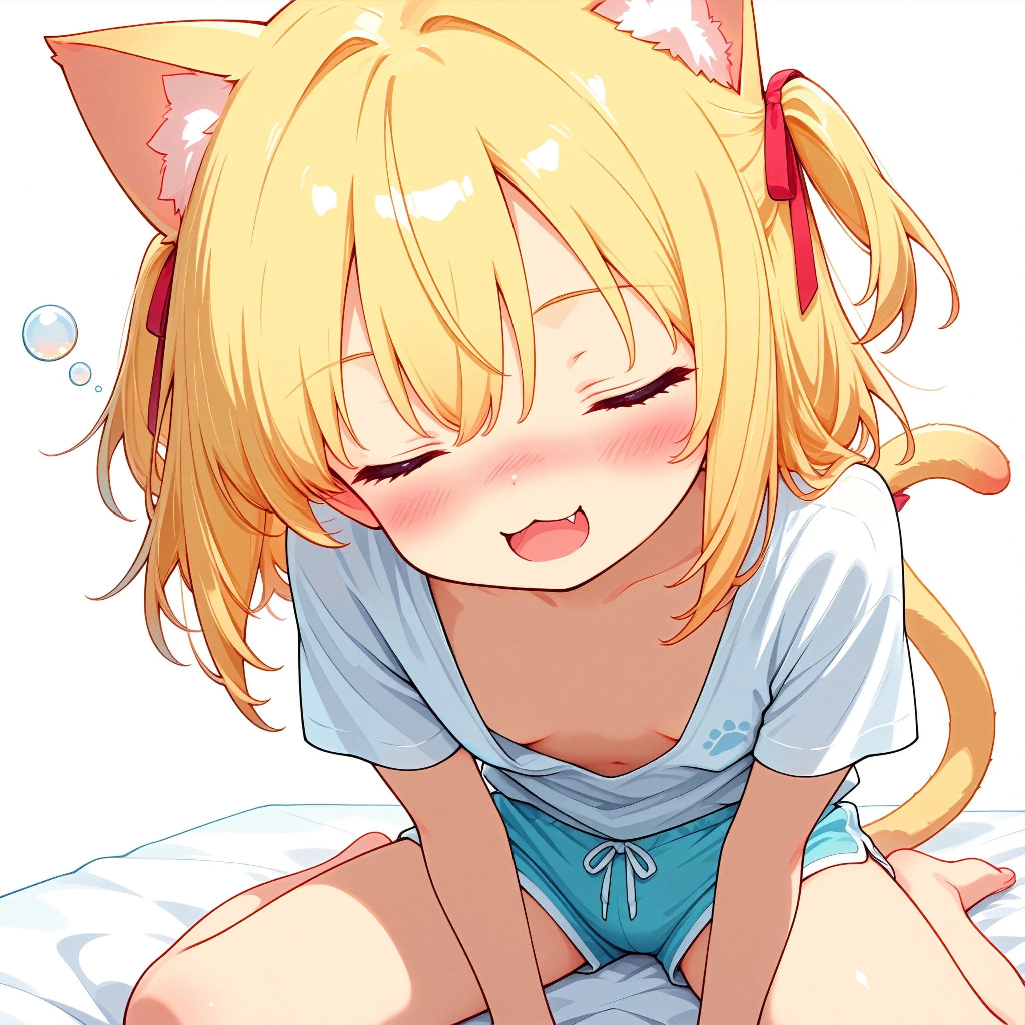 座りながらまどろみ　メスガキ猫耳ちゃん