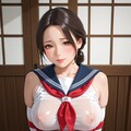 セーラーレオタ熟女をしゃがませて放尿させた 3枚目