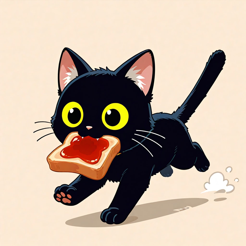 トーストくわえた黒猫〜♪