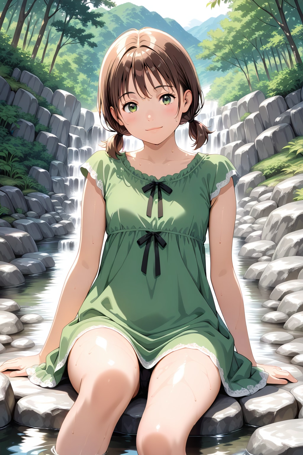 トモちゃん(うちの娘)と川涼み