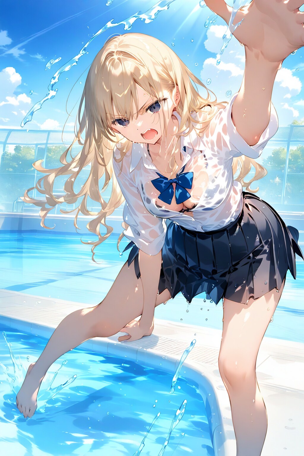 プールでふざけ過ぎてギャルから怒られた
