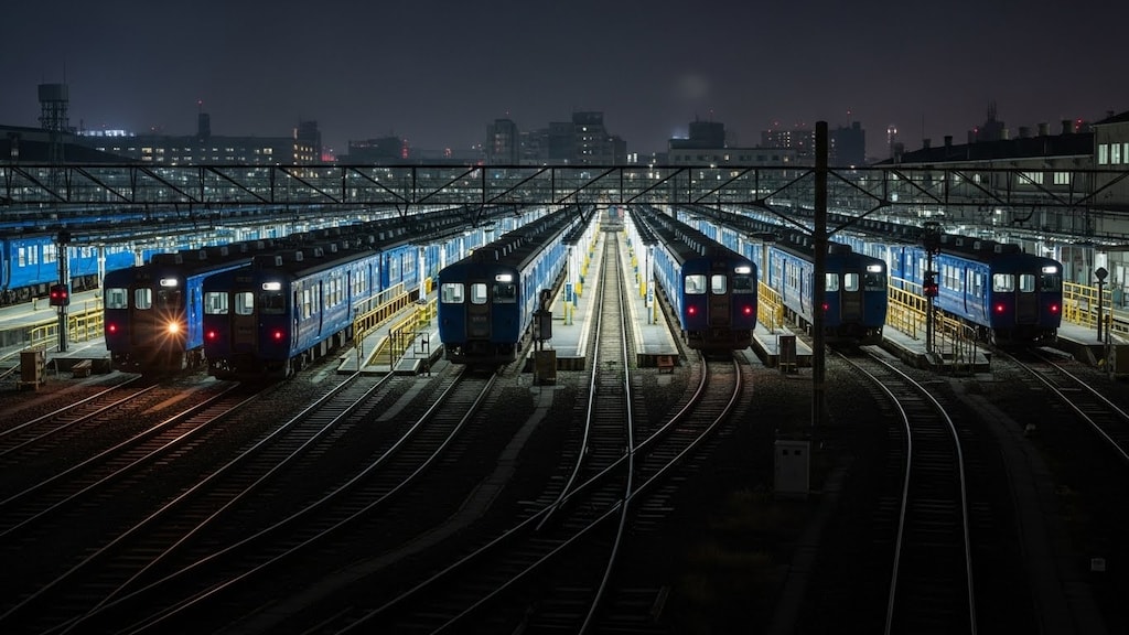 深夜の車両基地