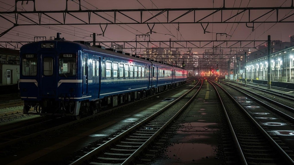 深夜の車両基地