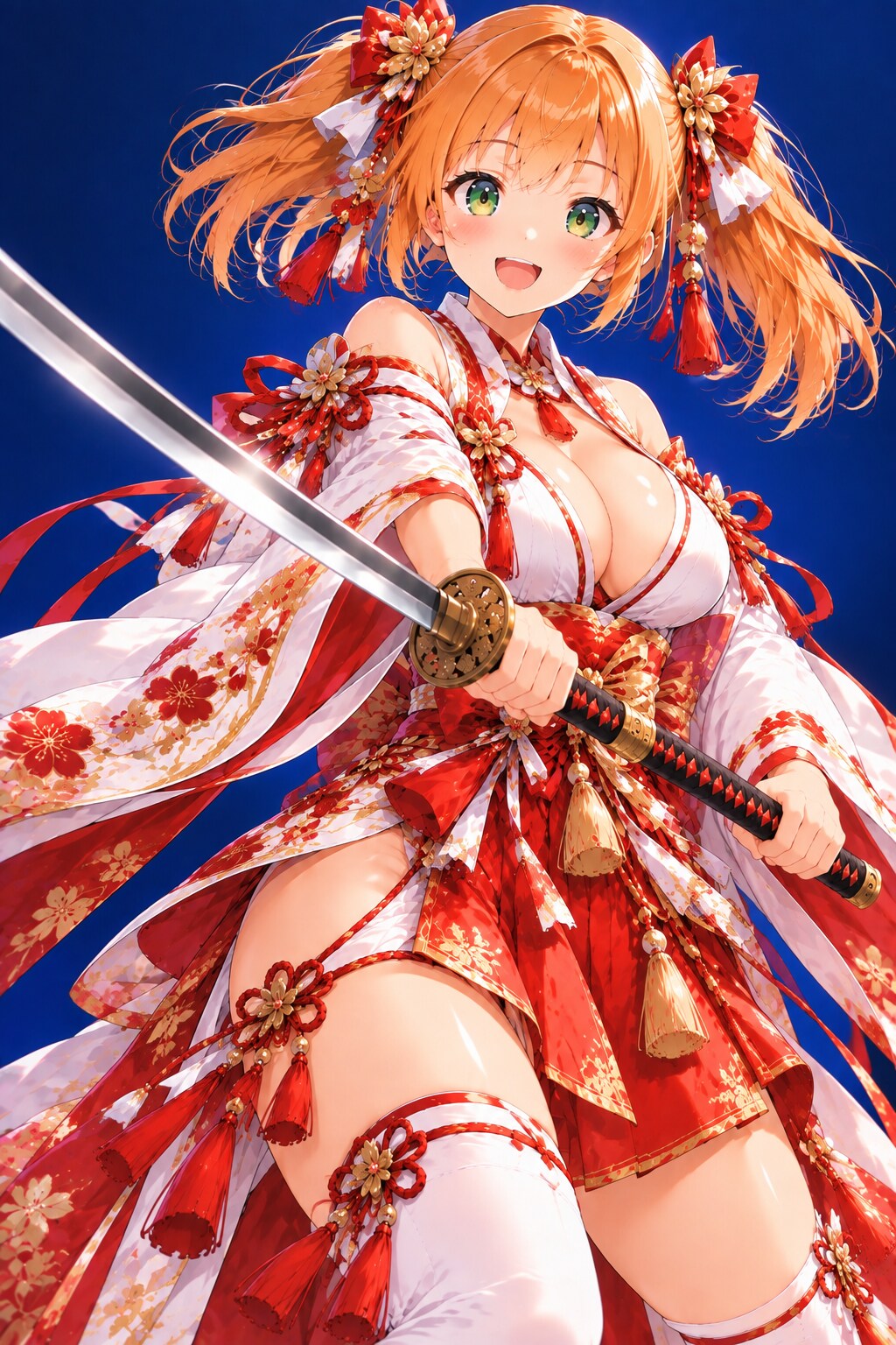 ツインテ巫女剣士 | の人気AIイラスト・グラビア