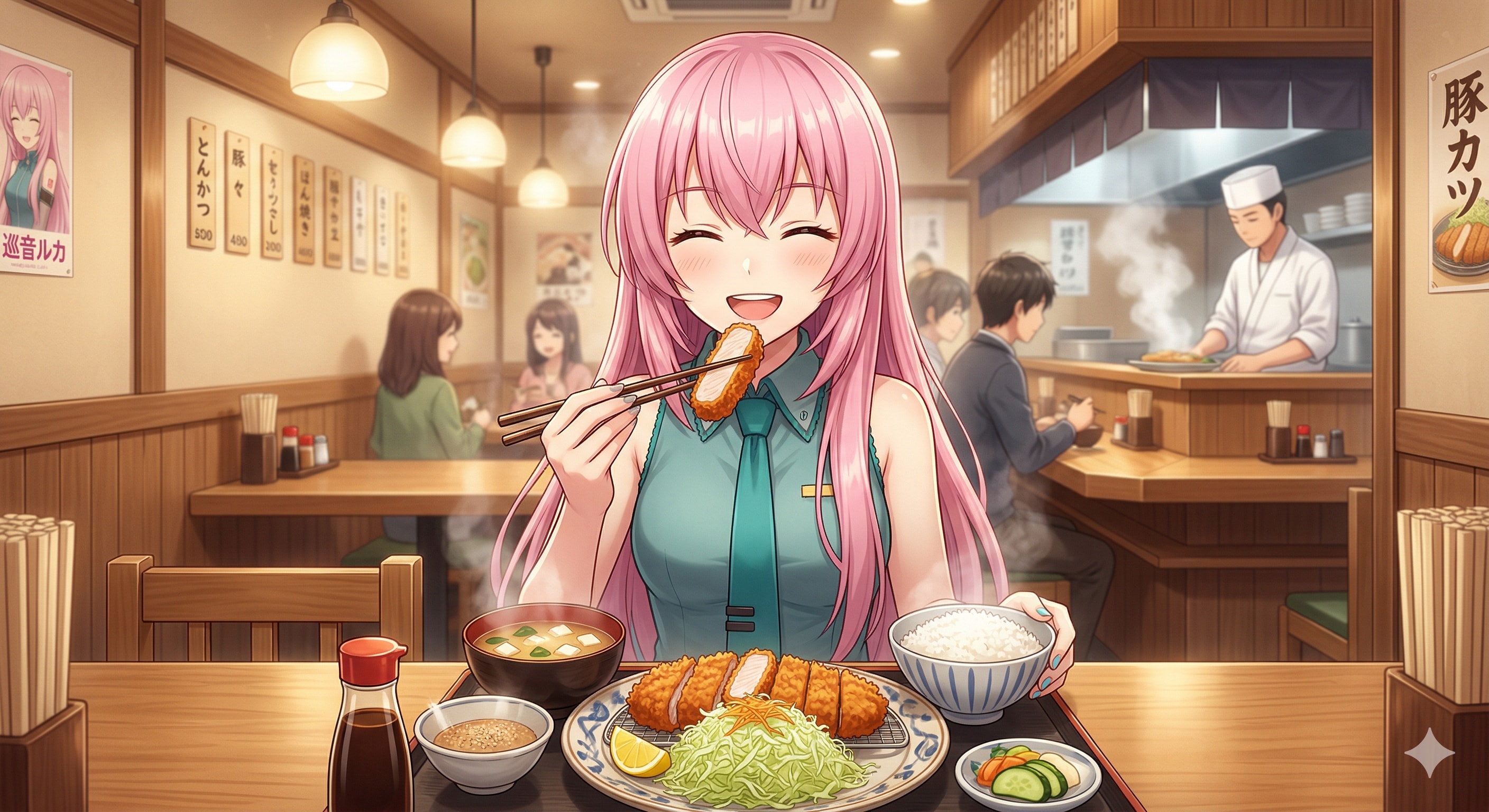 今日のお昼ご飯は豚カツ定食です | の人気AIイラスト・グラビア