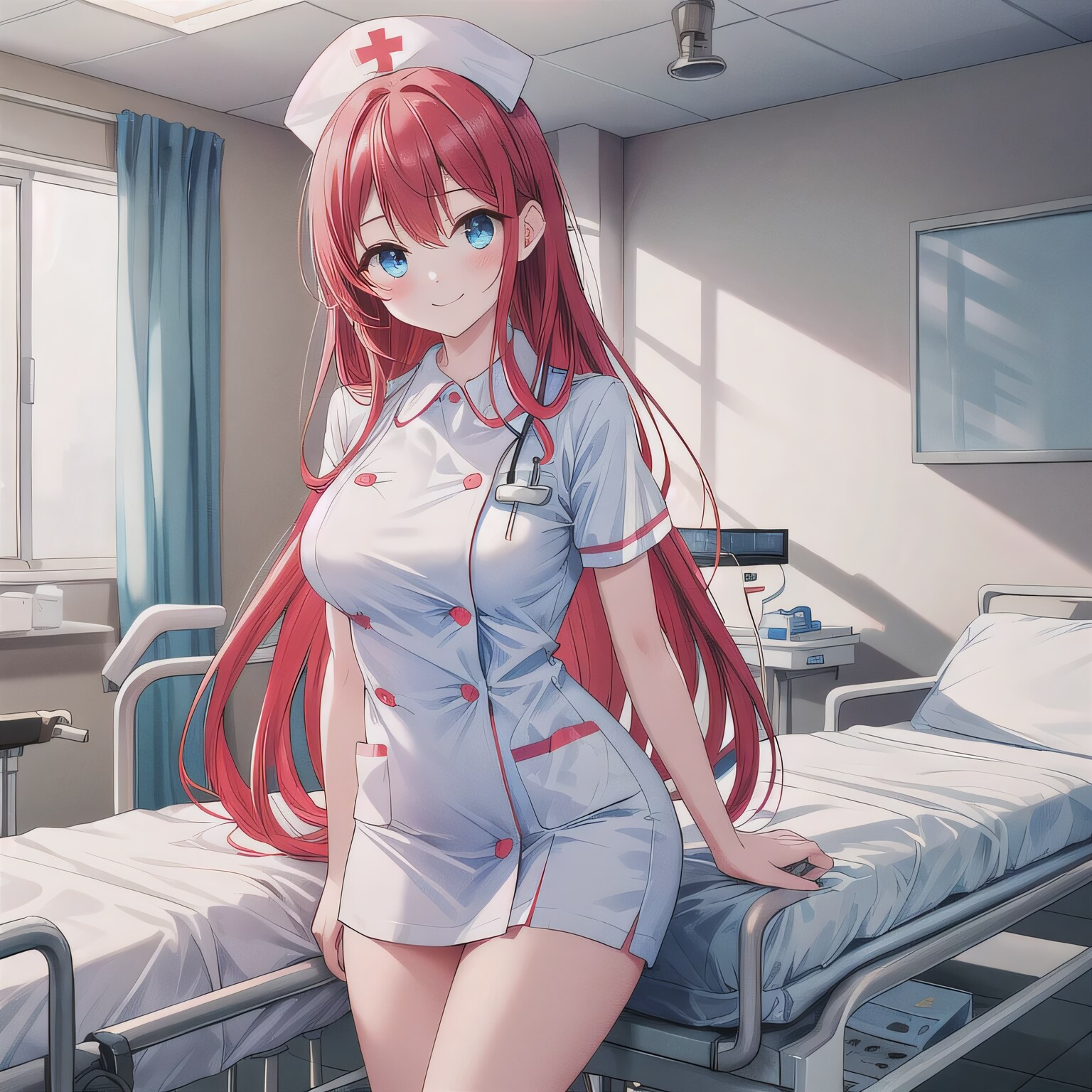 赤髪ロングで白衣の少女２ | の人気AIイラスト・グラビア