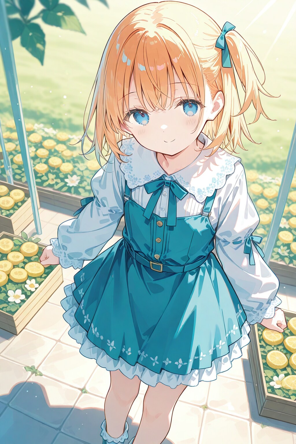 レモン花壇の前に佇むれもちゃん(夢の中)