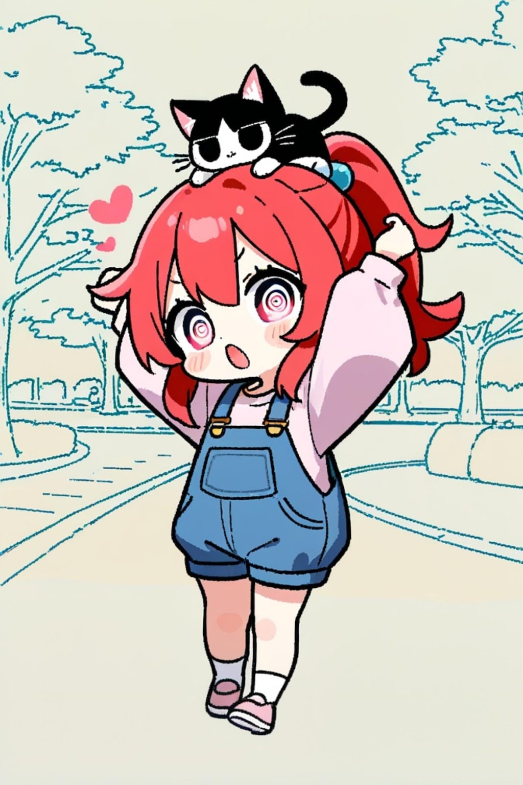 猫と赤髪ちゃん