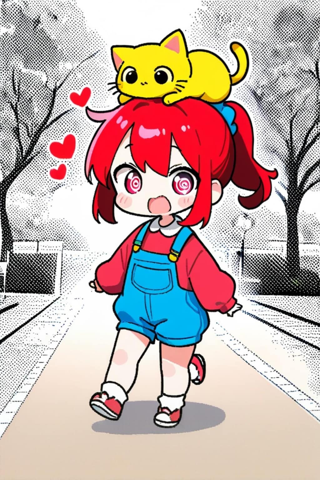 猫と赤髪ちゃん