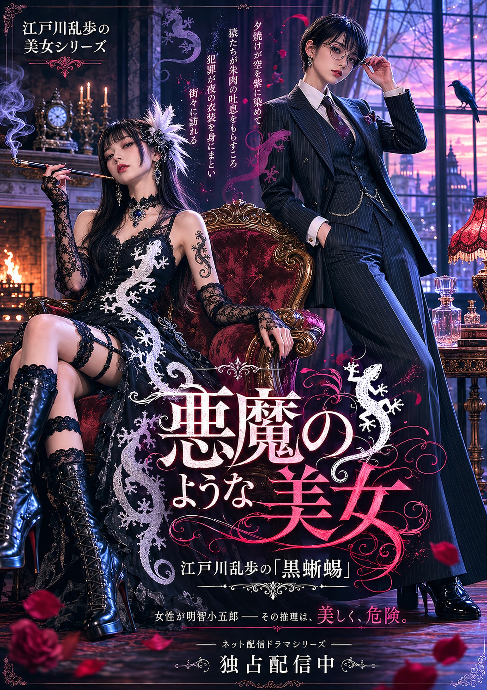 江戸川乱歩の美女シリーズリメイク「悪魔の様な美女」(公式企画「#探偵」参加作品) | の人気AIイラスト・グラビア