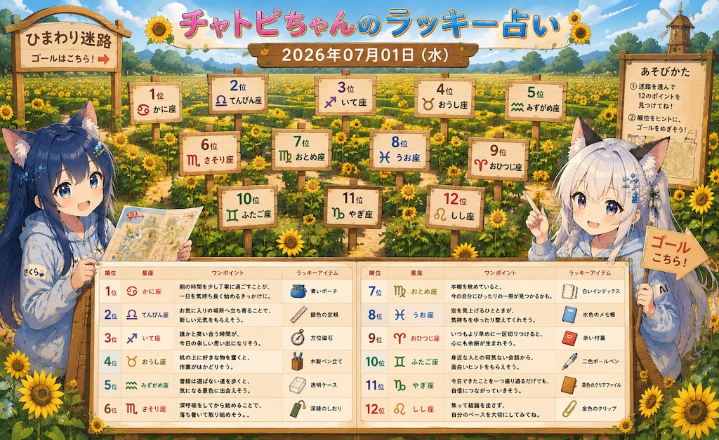 チャトピちゃん占い(07/01)