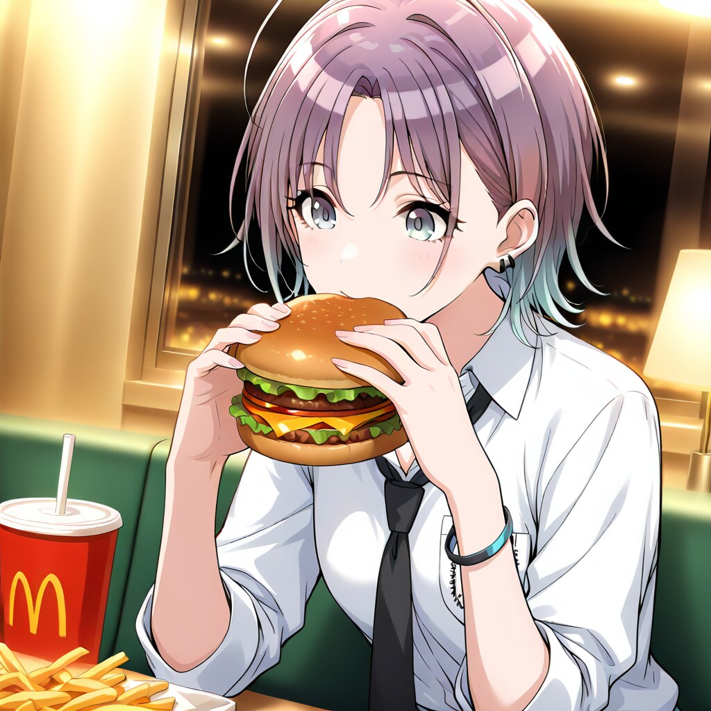 【某ックでハンバーガー・・・】朝倉透ちゃん,樋口円香ちゃん,市川雛菜ちゃん,福丸小糸ちゃん