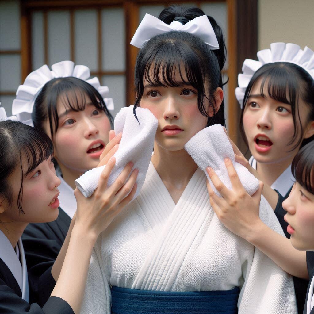 メイド達に囲まれた執事ちゃん