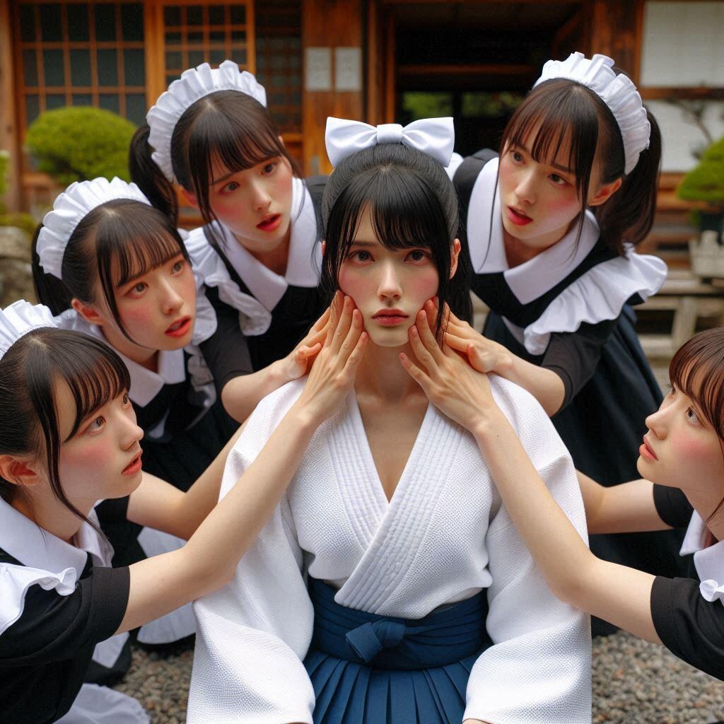 メイド達に囲まれた執事ちゃん