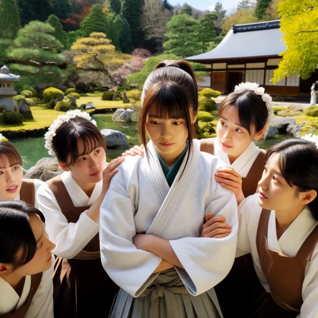 メイド達に囲まれた執事ちゃん