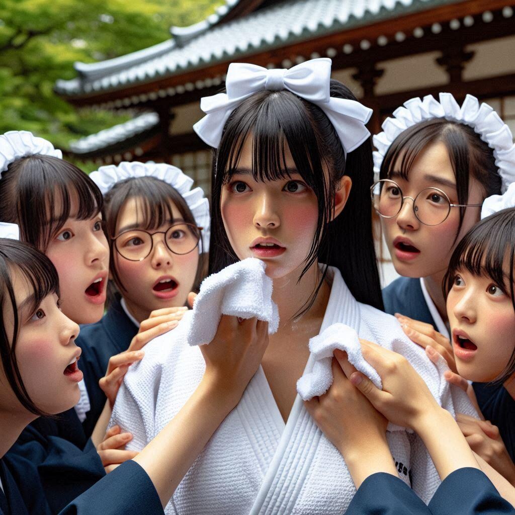 メイド達に囲まれた執事ちゃん