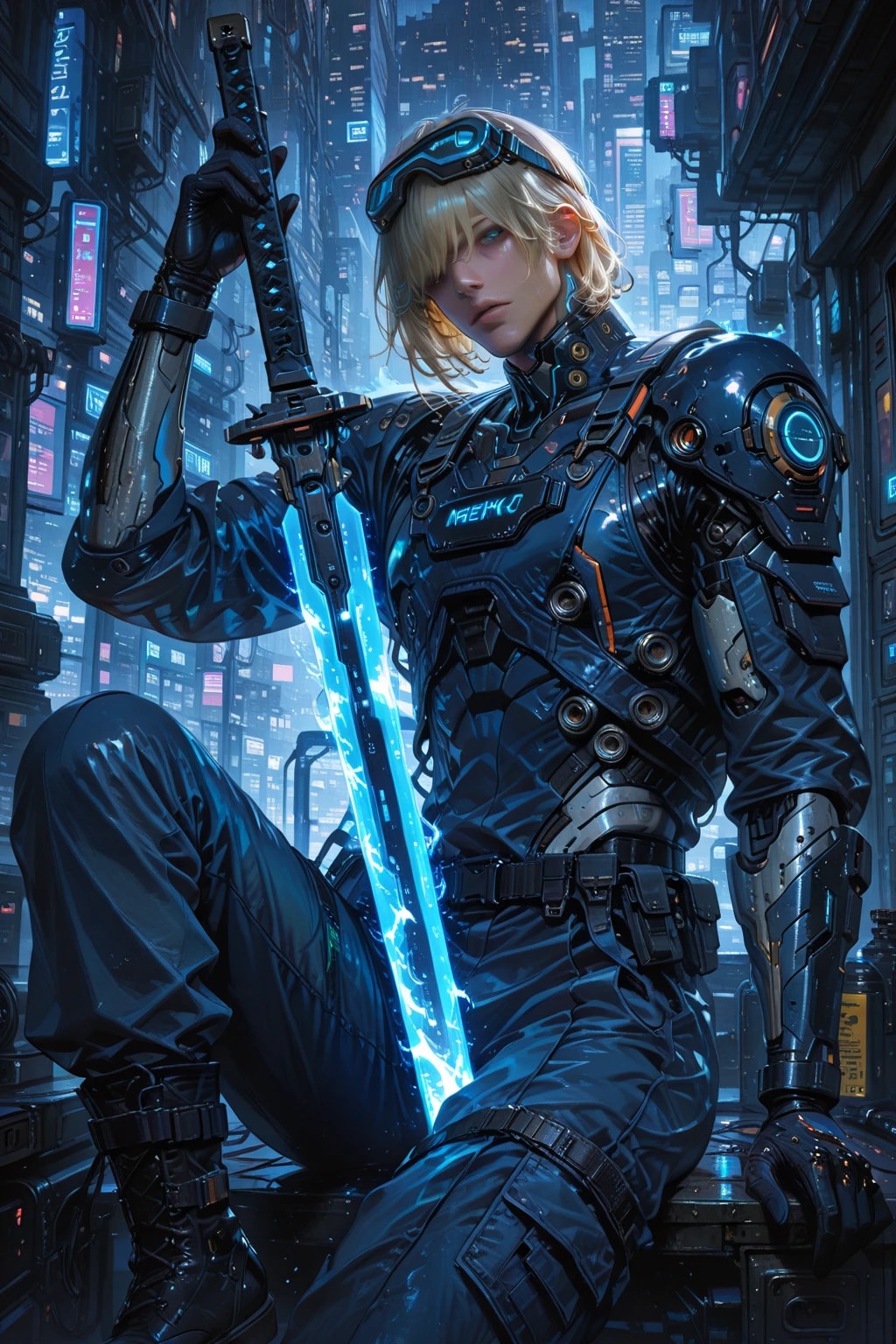 ネオンの中の剣士