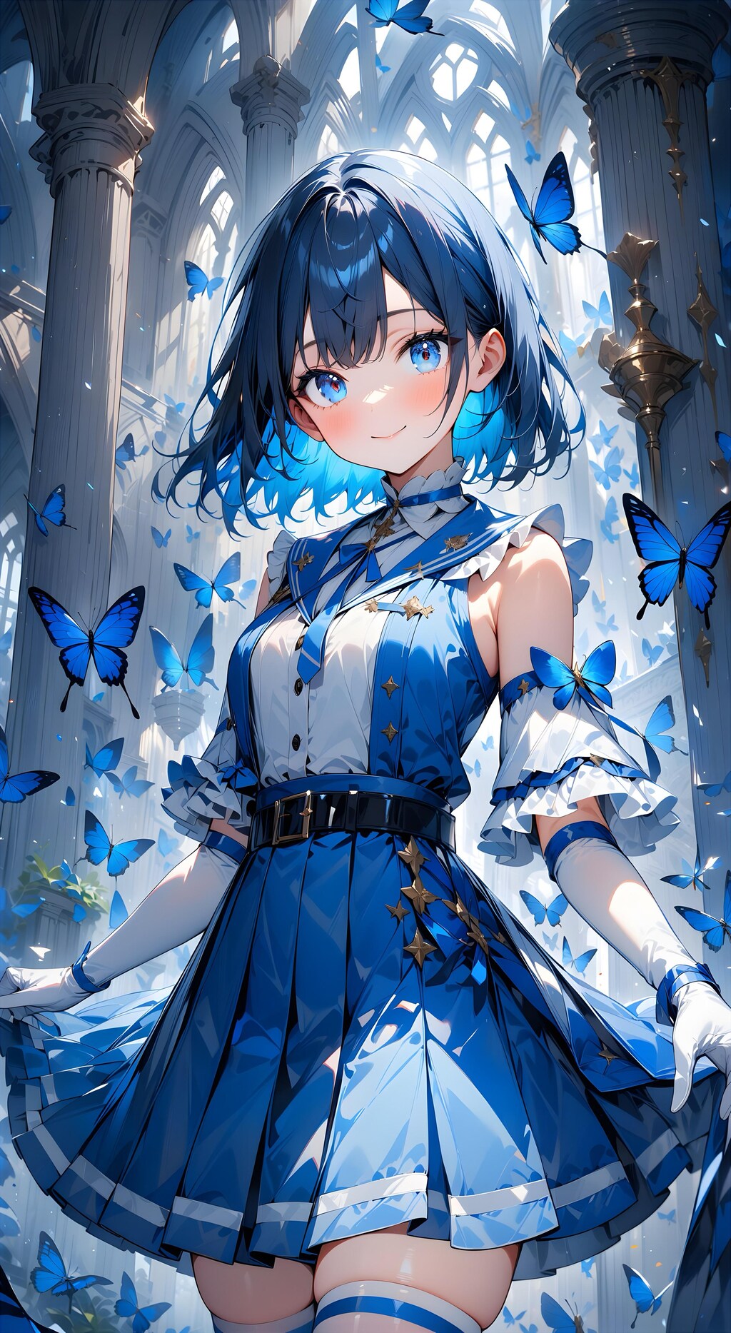 青いセーラー服の美少女