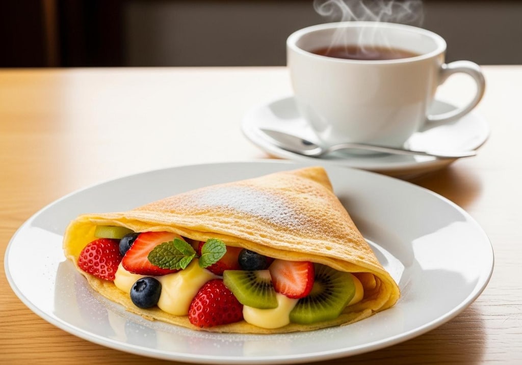 デザートのフルーツクレープ