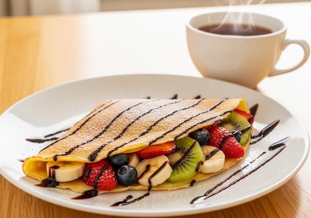 デザートのフルーツクレープ