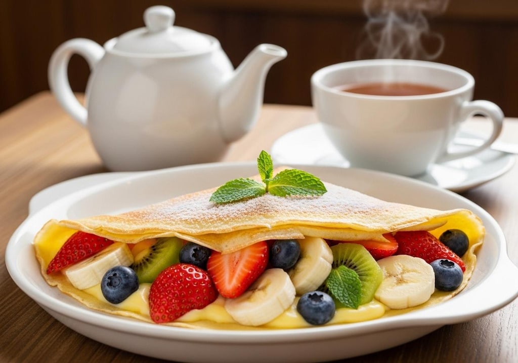 デザートのフルーツクレープ