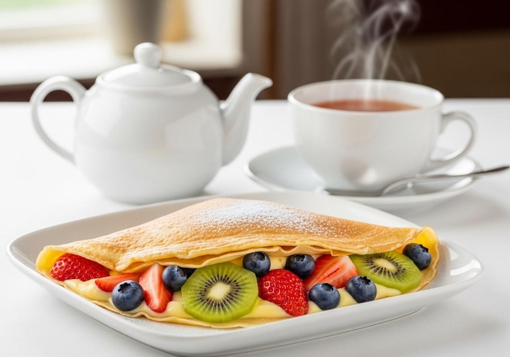 デザートのフルーツクレープ