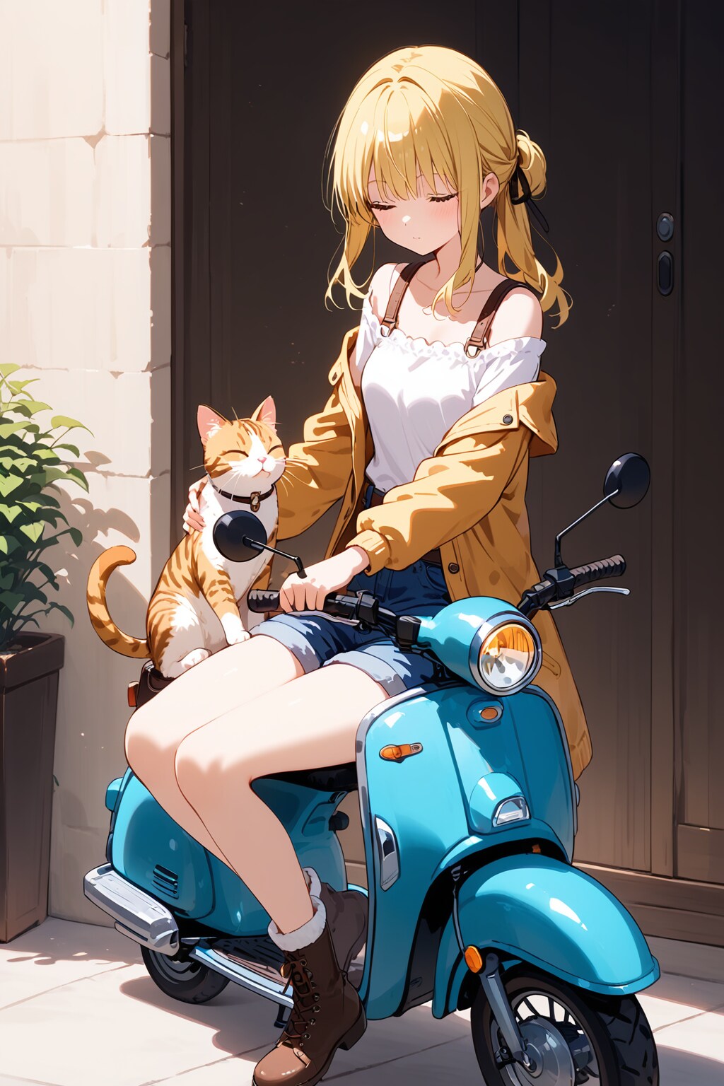 スクーターと猫と彼女
