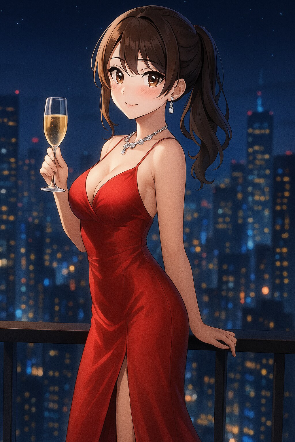 夜景に咲く赤い華