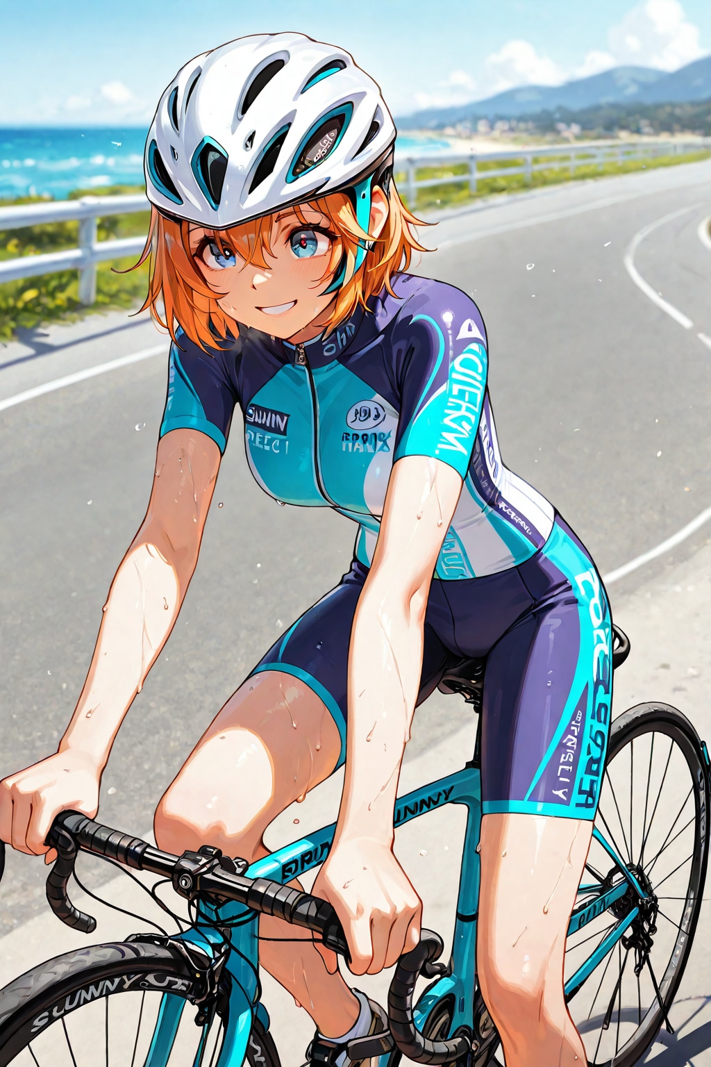 海辺でサイクリングの自転車ガール🚴‍♀️❤️ | の人気AIイラスト・グラビア
