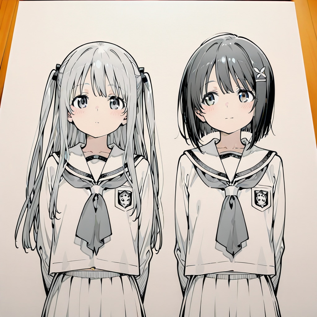 下書きの女の子