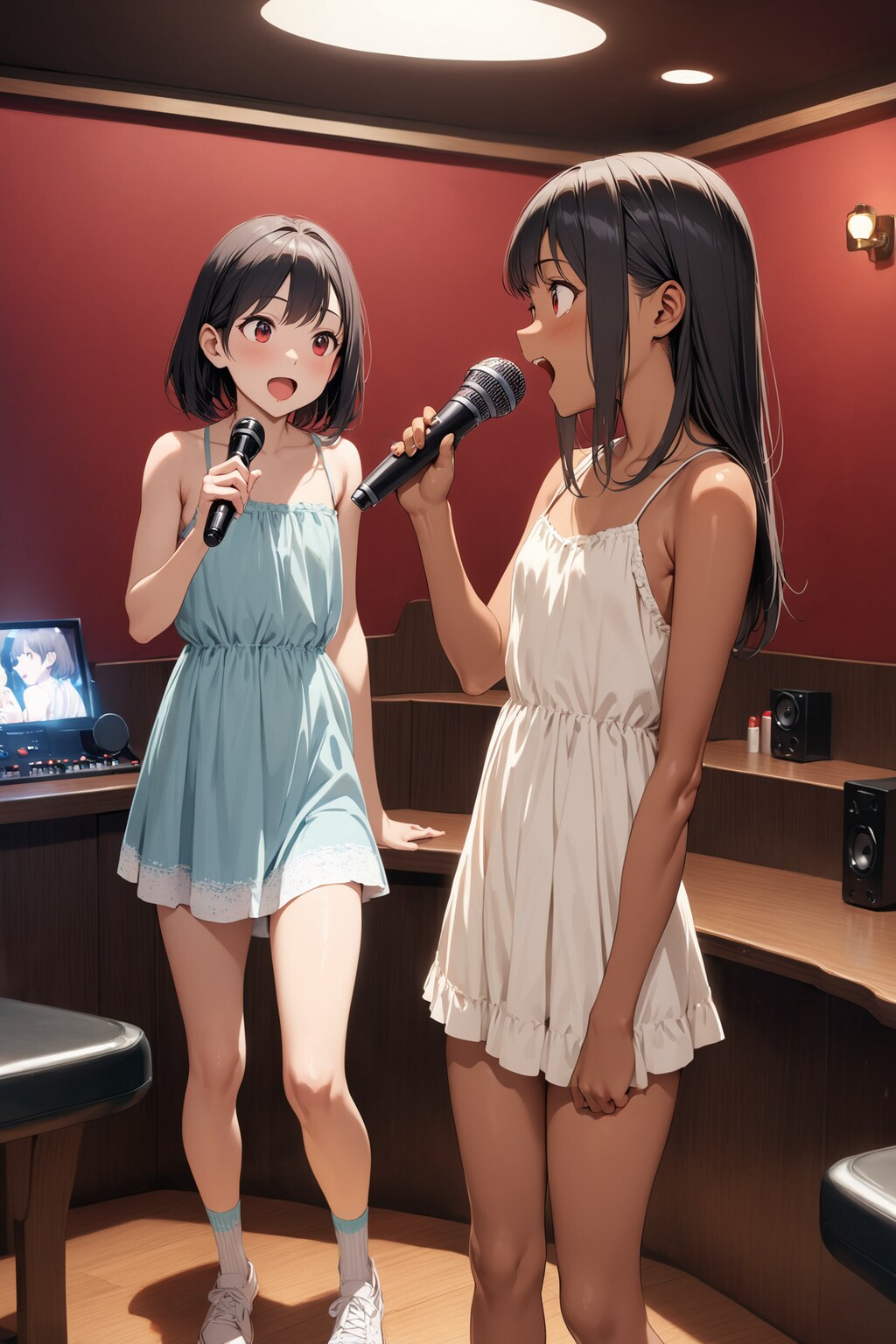 夏休みの宿題完遂を諦めて遊ぶ女の子